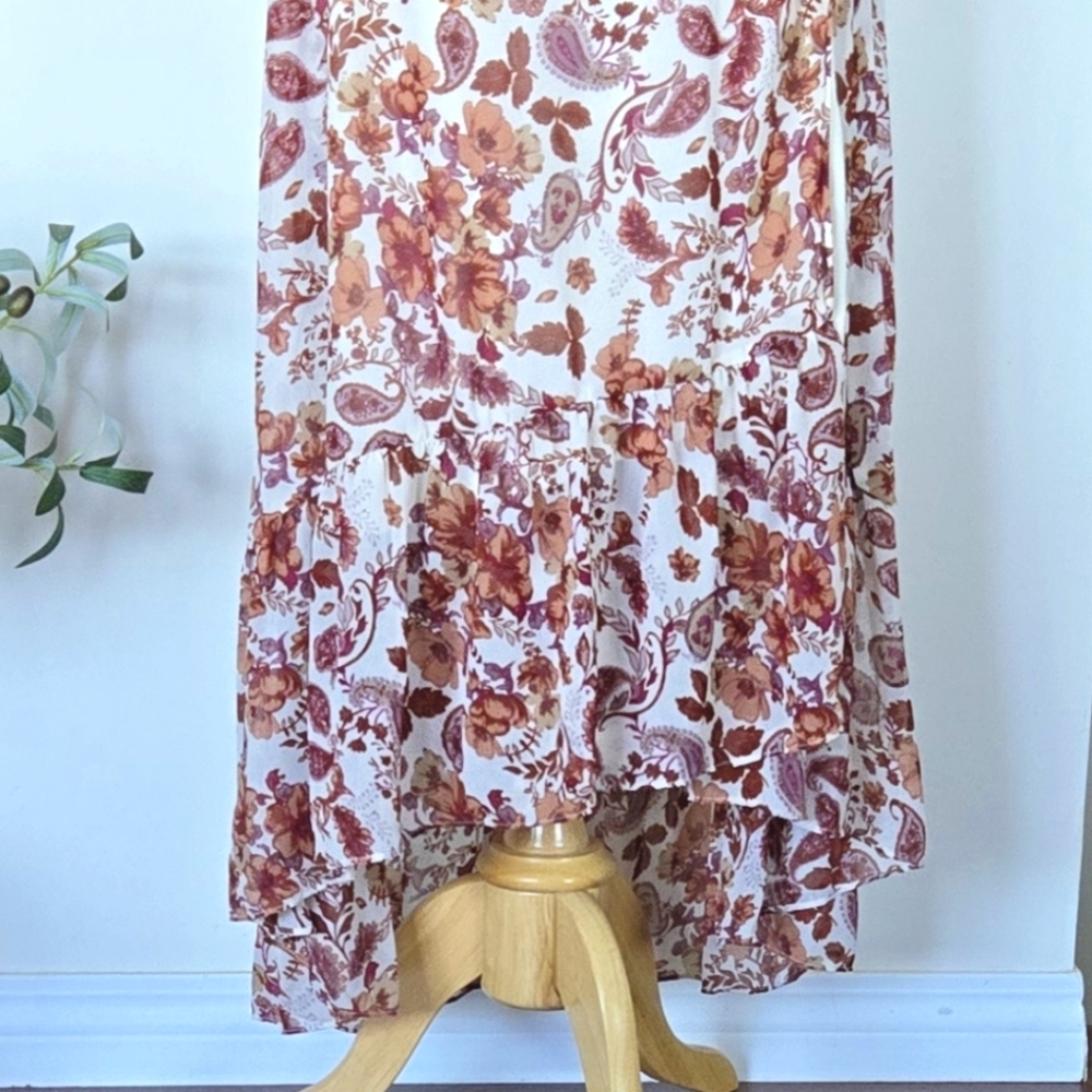 Anthropologie DREW Paisley Floral Terra Vintage Garden Ruffle Maxi Dress Large - Picture 7 of 11